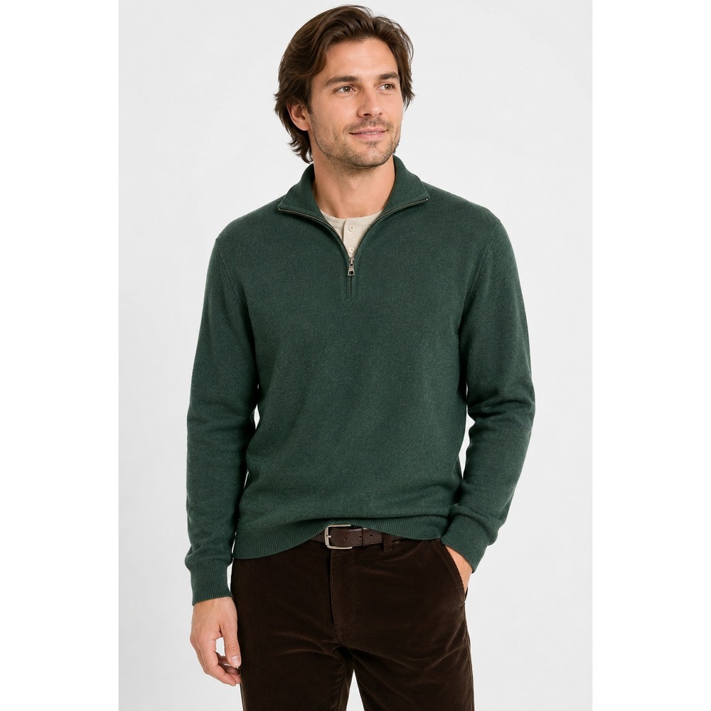 Banana Republic Merino Wool Quarter Zip Sweater Mens M Green Preppy Heritage